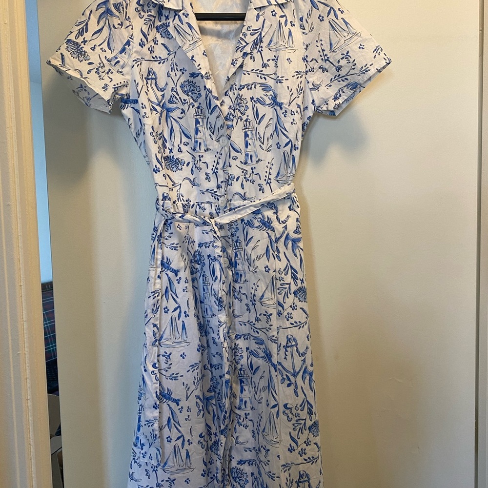Kiel James Patrick Blue and White Dress